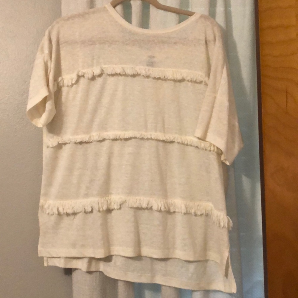 cream fringe shirt